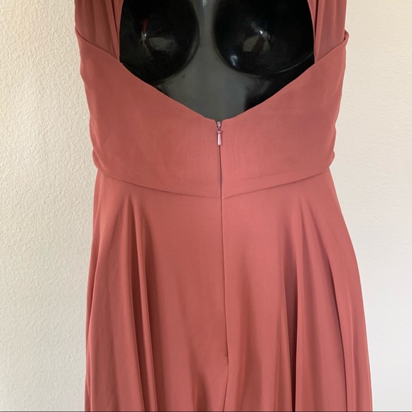 Jenny Yoo Elizabeth Sleeveless Sweetheart Neck Chiffon Maxi Gown Cinnamon Pink - Picture 12 of 16
